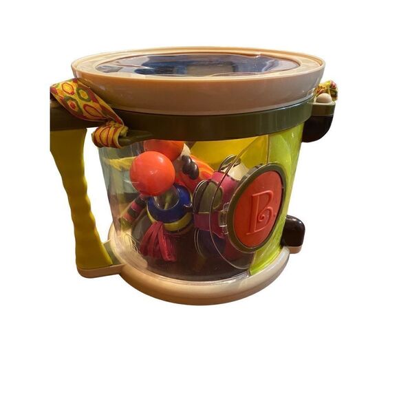 JustB-Byou Toy Drum w Bells, Tambourines, Drumsticks, Shaker. 5 piece - Picture 1 of 9